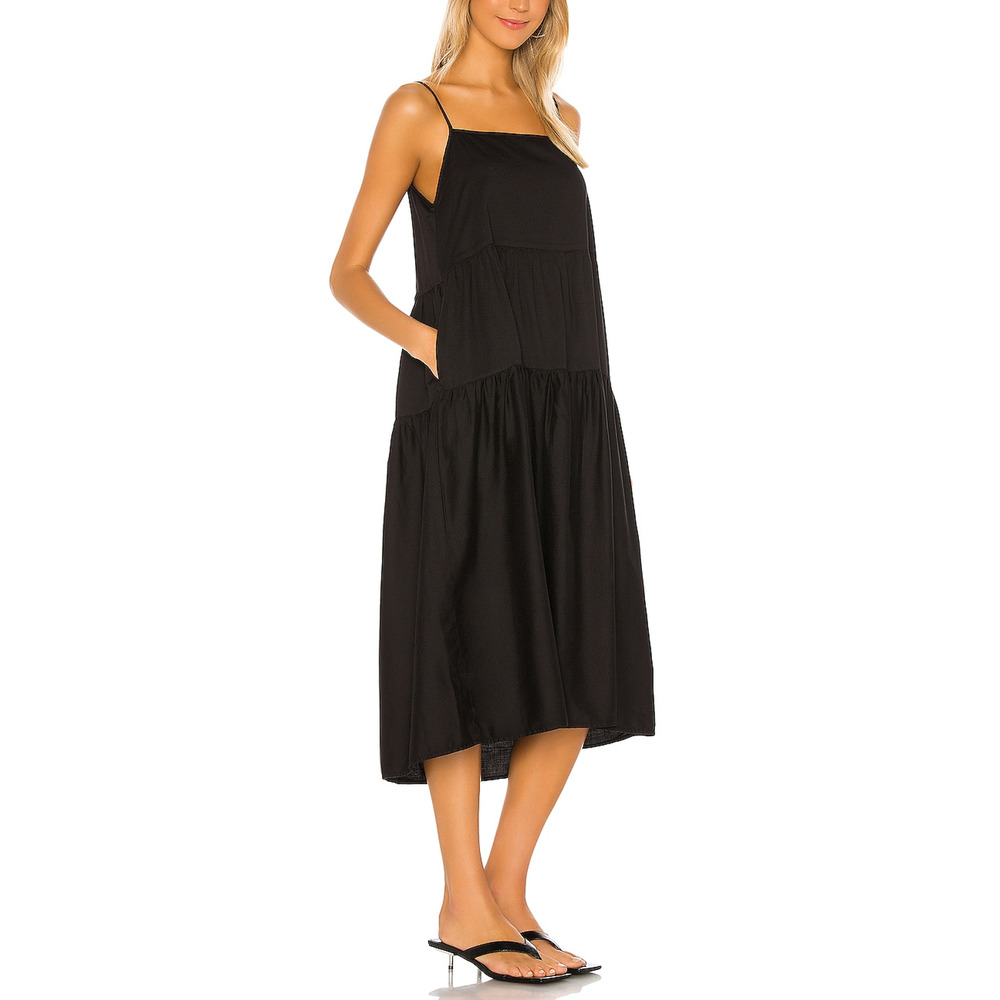 Enza Costa 'Tiered' Black Cotton Dress Size 0